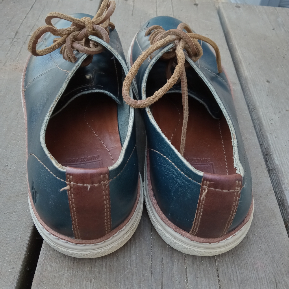 Frye Walker Low Top Navy Leather Sneakers Men Shoes Size 9 - Picture 6 of 8